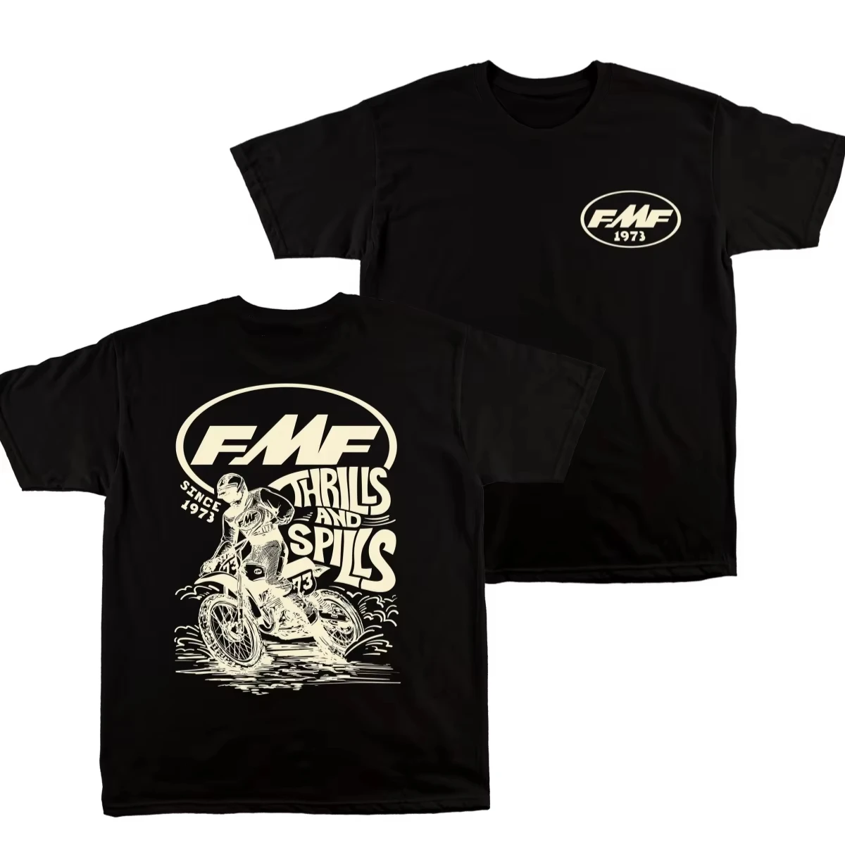 Rare Summer FMF Racing Graphic Cotton T-shirt Unisex Summer Short Sleeve Fashion Brand T-shirt Luxury Casual Vintage Tees