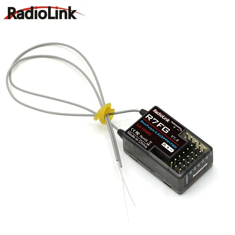 RadioLink R7FG هوائي مزدوج 2.4 جيجا هرتز جهاز استقبال الدوران 7CH نقل الجهد لـ RC6GS RC4GS الارسال RC قطع غيار السيارات والقوارب