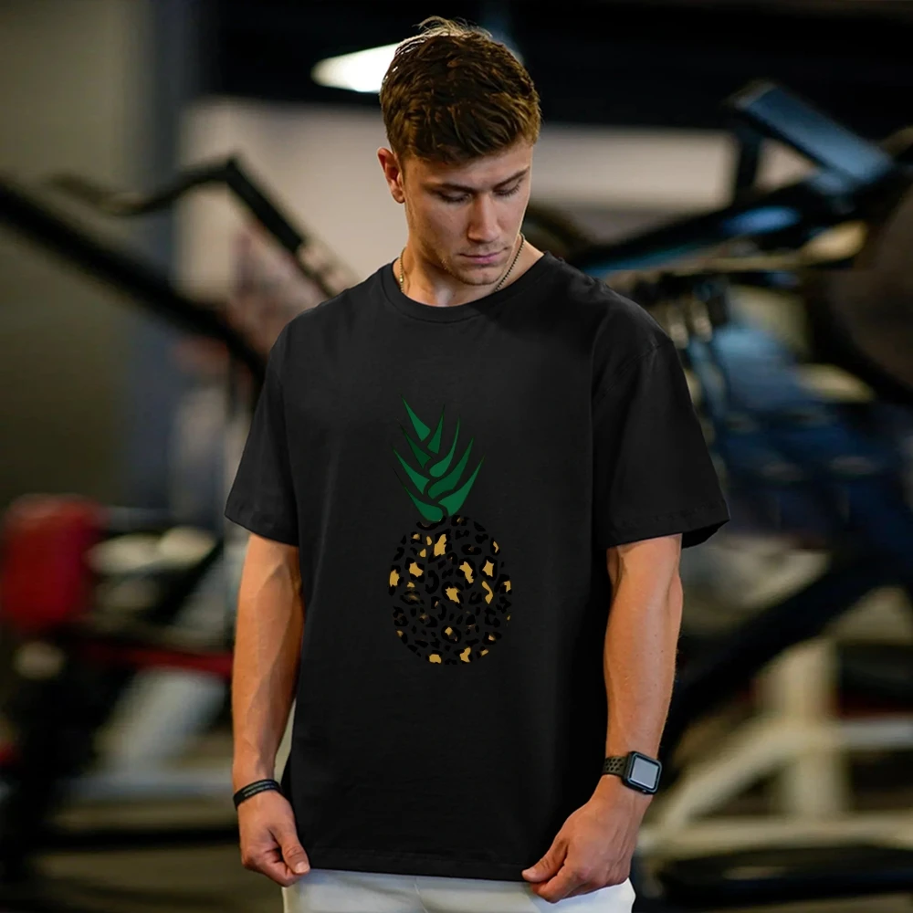 

Унисекс модная футболка с леопардовым принтом ананаса, повседневная свободная футболка с круглым вырезом и короткими рукавами, летняя стильная уличная футболка Aliexpress