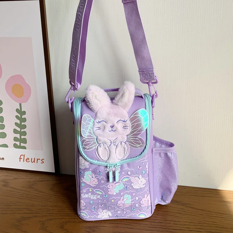 Genuine Australian Smiggle School Bag Purple Angel Rabbit Medium Children's Backpack Water Cup Retractable Pen Bag Student Gift