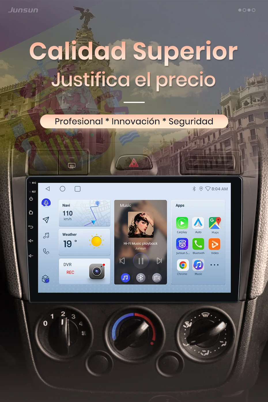 Junsun KI-Sprachsteuerung Autoradio für Ford Fiesta Mk VI5 Mk5 2002 2003 2004 2005 2006 2007 2008 Kabelloses CarPlay Android Auto 2DIN Multimedia GPS Bluetooth DAB+ RDS – Detail 3