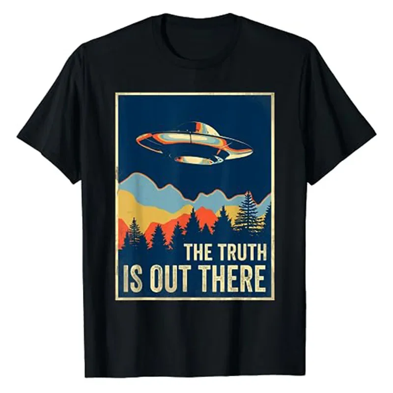 The Truth Is Out There T-Shirt Area 51 Alien UFO Hunter Graphic Tee Humor Funny Science Outfits Novelty Gifts Short Sleeve Tops