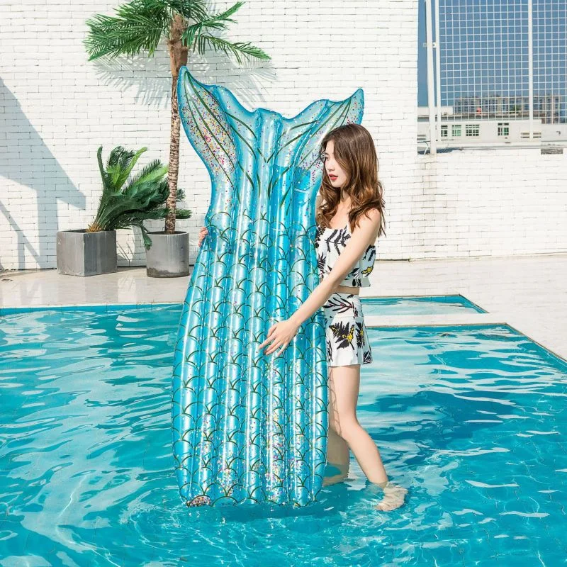 Sequin Mermaid Tail Inflatable Floating Row Water Lounger Pool Floating Contour Inflatable Lounger Mermaid Tail Pool Floater