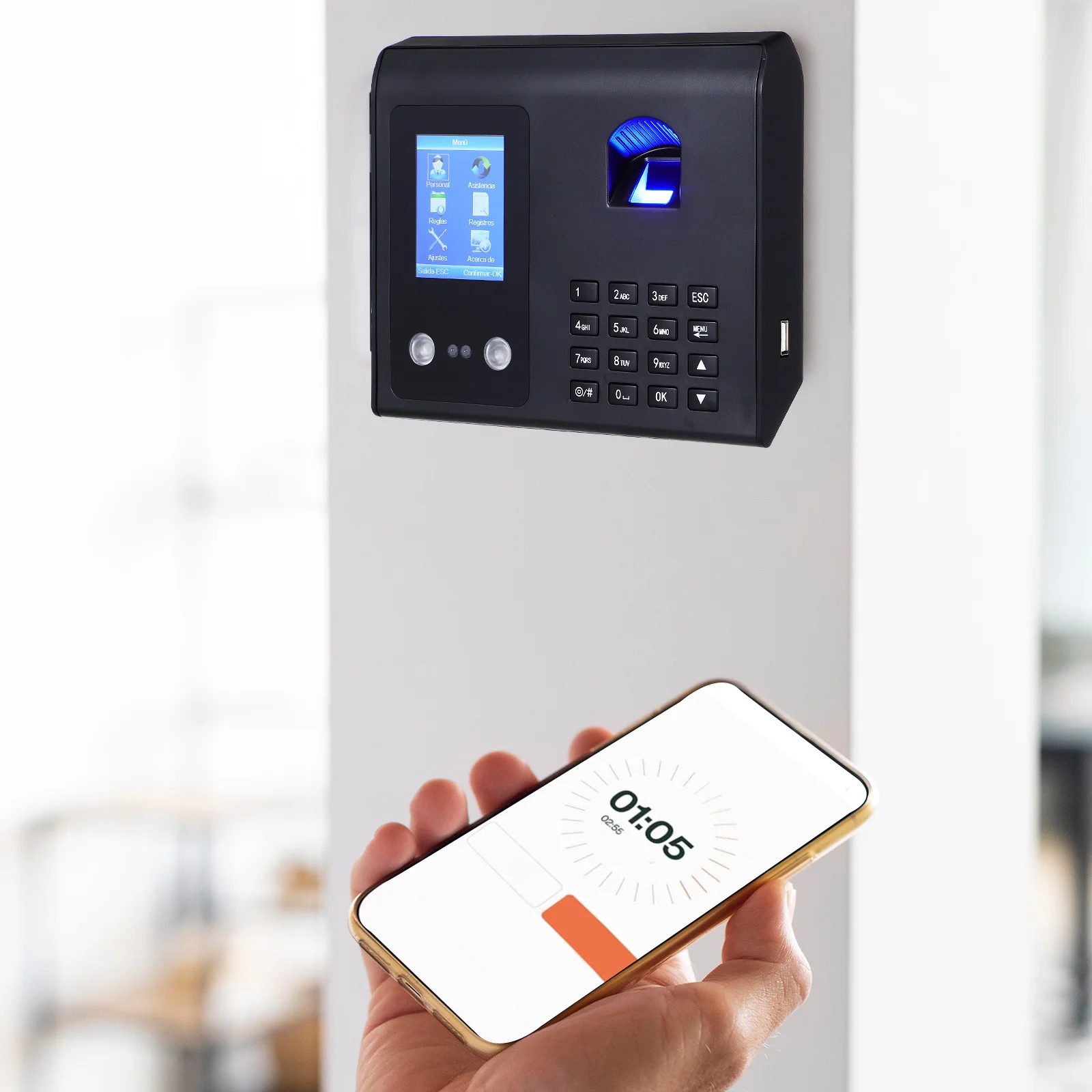 1pc Attendance Machine Face Recognition Fingerprint Reader Time Clock Employee Attendance Recorder Access Control Device For