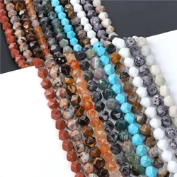 6 8 10mm Natural Stone Faceted Beads Turquoises Tiger Eye Healing Beads Loose Spacer Bead for Jewelry Making Necklace Bracelets