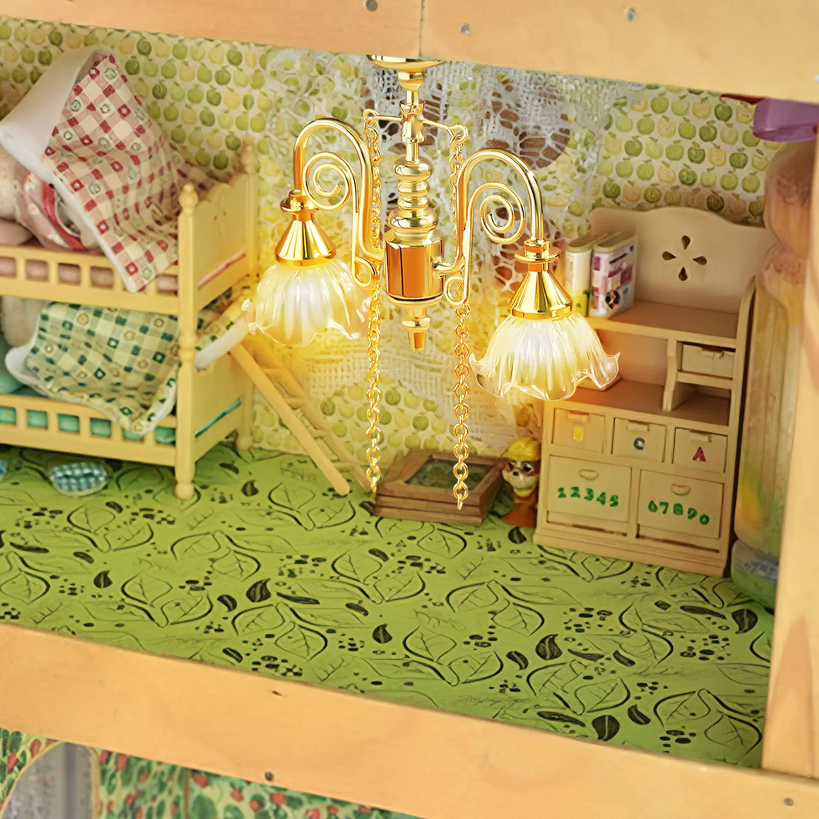 

Miniature Ceiling Light Vintage Mini Furniture Ornaments Working LED Magnetic Attachment Realistic Dollhouse Lighting Decoration