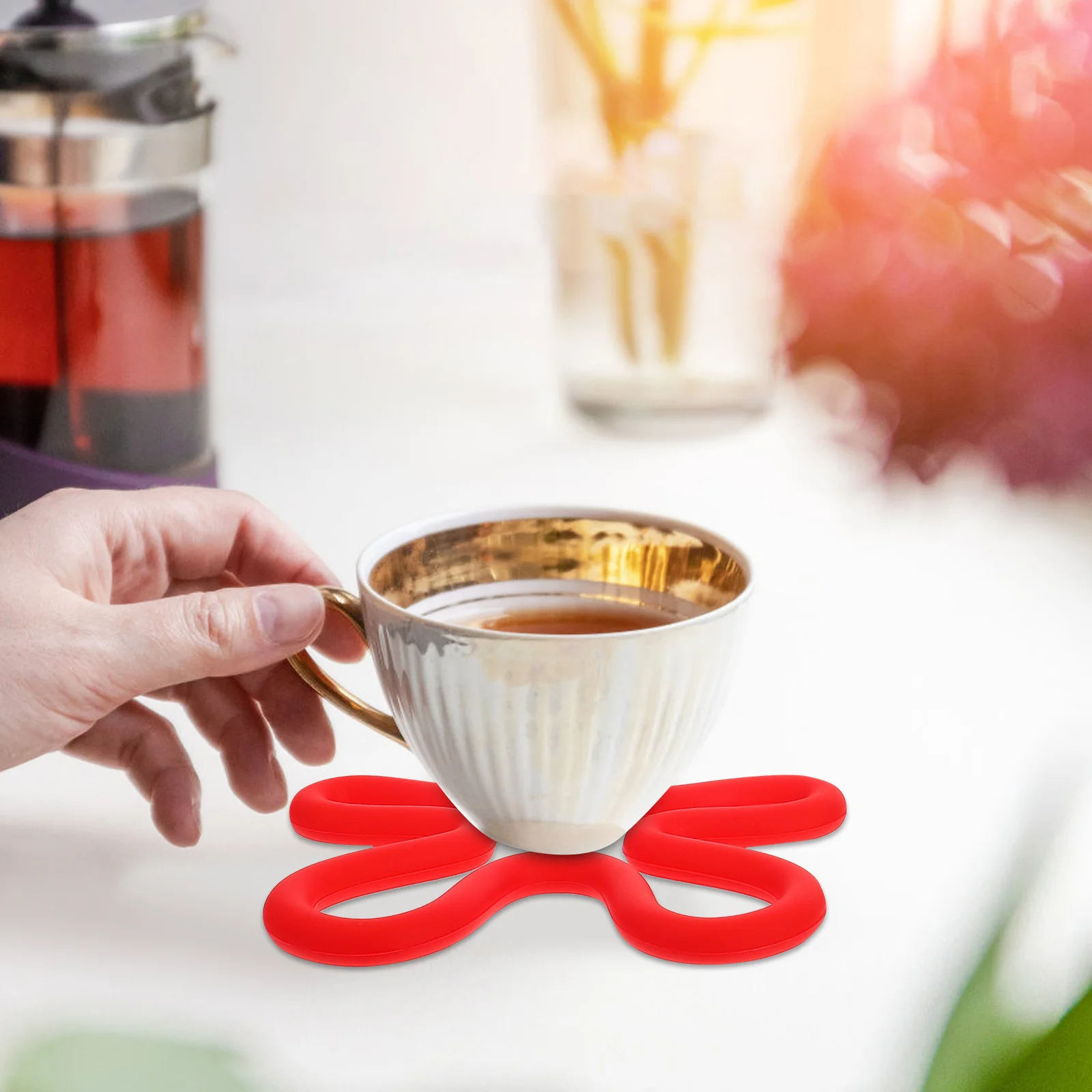 

2Pcs Silicone Cup Coasters Thick Double Layer Hot Pad Trivets for Kitchen Table Countertop Protector Holiday Dining