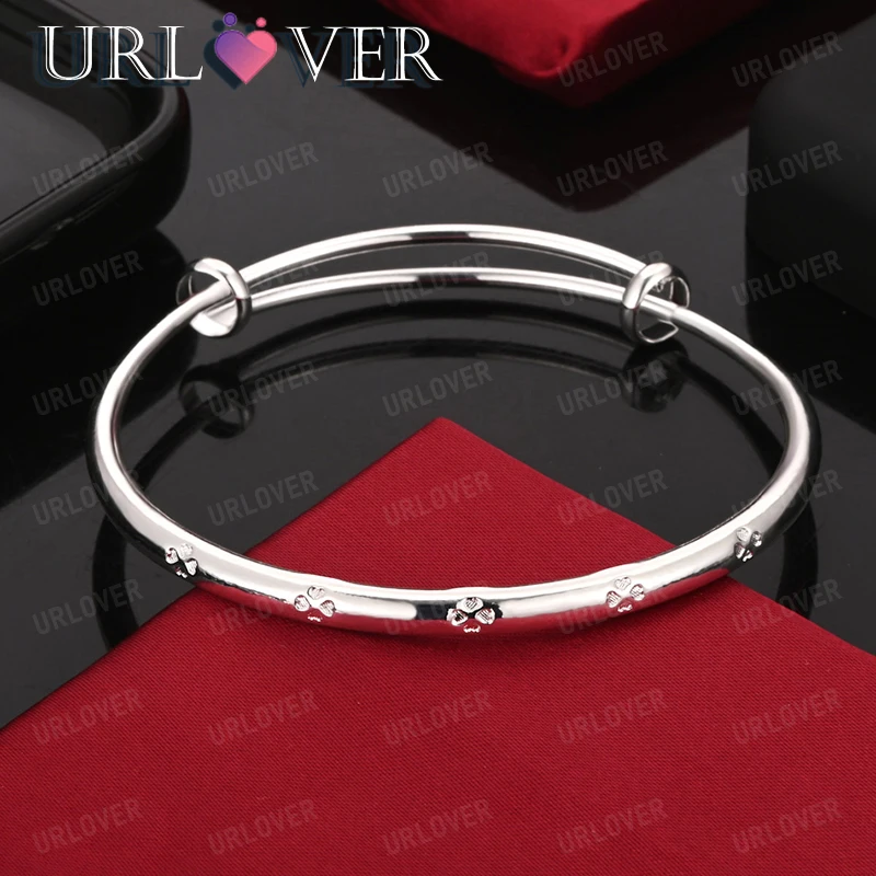 

New 925 Sterling Silver Bangle Adjustable Opening For Men Women Birthday Party Wedding Gift Fashion Charm Jewelry Accessories