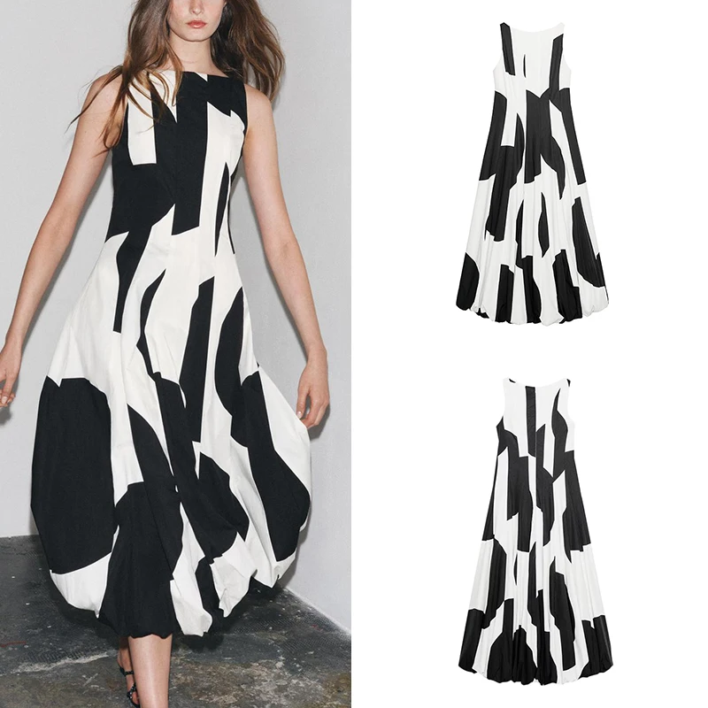 Summer 2025 New Women's Dr Balloon Sle Polka Dot Ele Z Polyester Fiber 00% Single Piece Faionable Dr