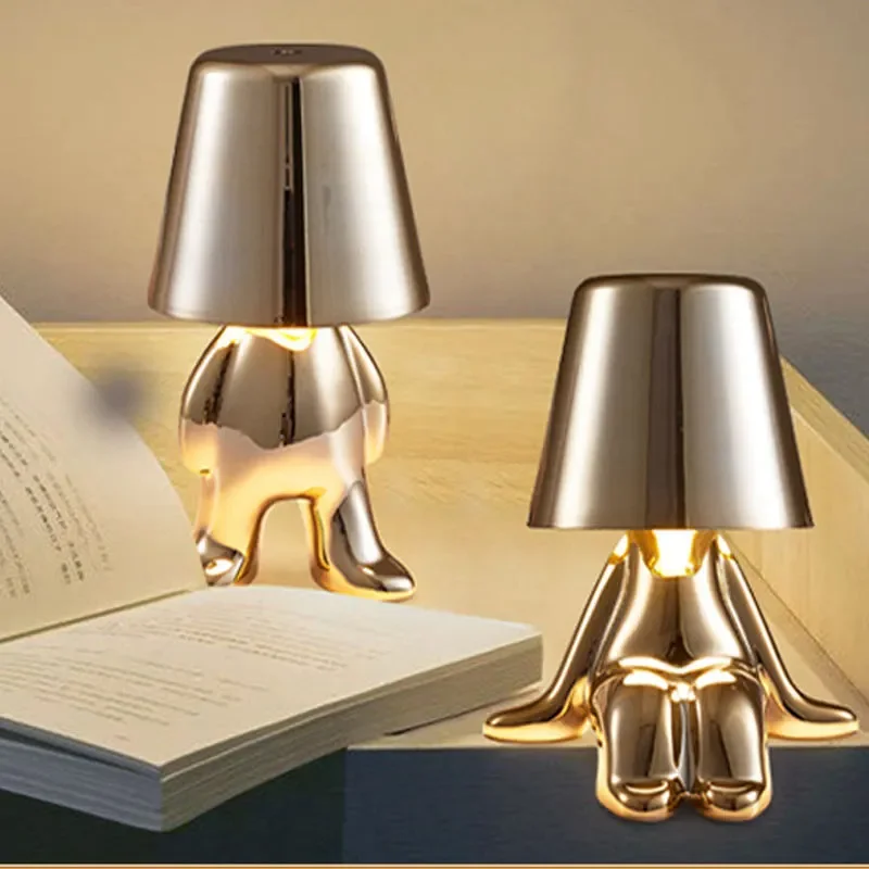 LED Golden Boy Table Lamp 3 Colors Available Desk Lamp 2000mAh Rechargeable Italy Little Golden Man Night Light table lamp