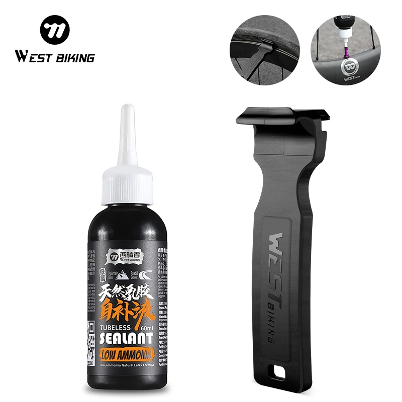 WEST BIKING Biike Tubeless Sealant Natural Latex Sealant 7mm Hole Instant Repair Tools Long-Lasting Tire Sealant With Tire Lever