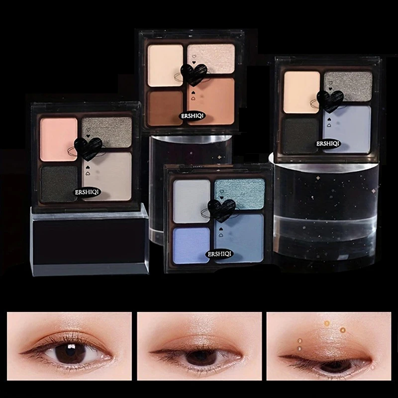 4 Color Eyeshadow Palette Eyeshadow Girl Beginner Makeup Tray Sculpture Highlight Cosmetic For Girls Accessories Cosmetic