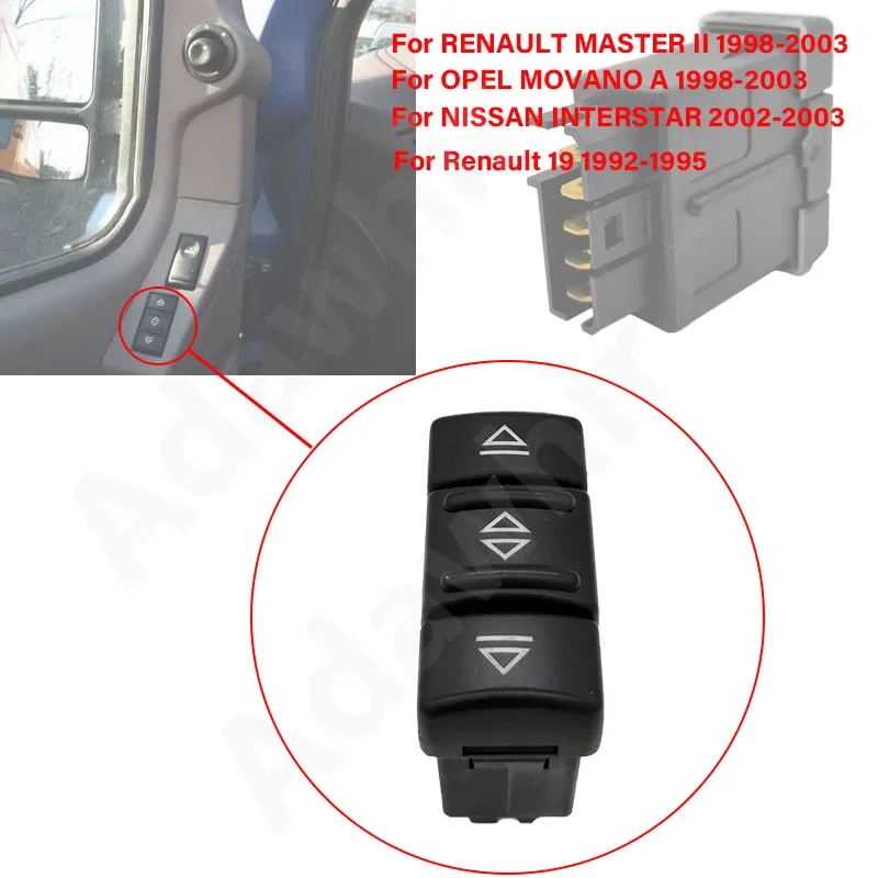 7700817339 for RENAULT MASTER II Renault 19 NISSAN INTERSTAR OPEL MOVANO A DRIVER Side Master Power Window Switch Control Button