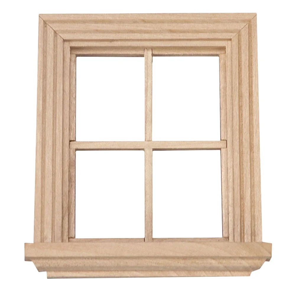 

House Plain Four-pane Window Furniture Mini Model Miniature Toy Room Wooden Delicate Child