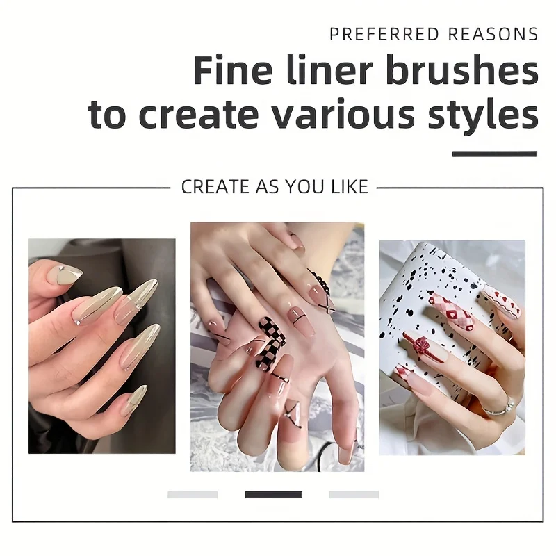 5 قطعة مسمار الفن بطانة فرش رسمت باليد فرشاة جل الأشعة فوق البنفسجية من الإكليريك الألوان الدهانات منشئ قلم رسم DIY بها بنفسك مانيكير تصميم الملحقات #5