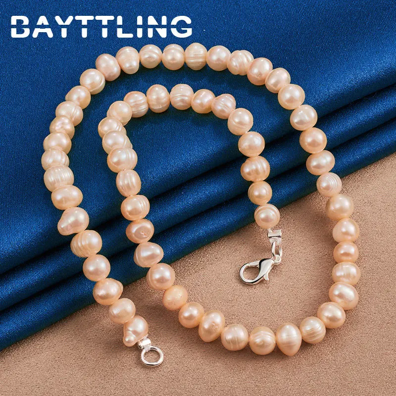 Charm 925 Sterling Silver 40/45/50 Inches Elegant Pearl Necklace Women Fashion Temperament Wedding Party Jewelry Accessories