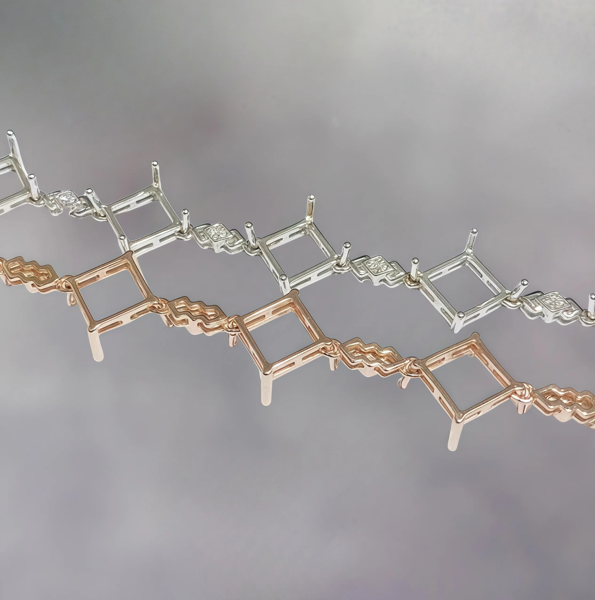 L  S925 Sterling Silver DIY Empty Holder Bracelet Settings 10mm Square Stone Fine Charm Jewelry Design Luxury Zircon for Woman