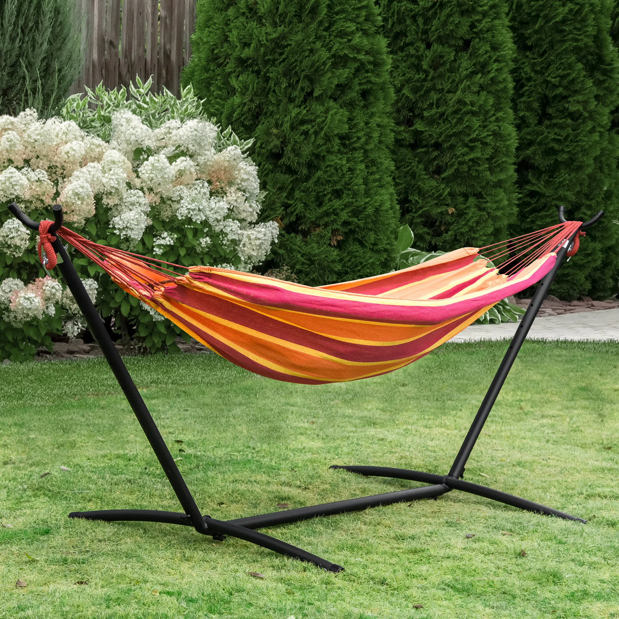 Outsunny Hamaca con Soporte 310x117 cm Hamaca de Camping con Bolsa de Transporte