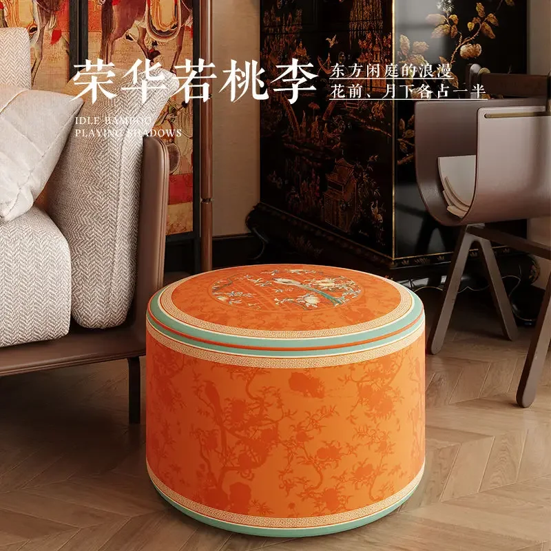 New Chinese style living room, bay window, lazy person sitting on the balcony, sofa, tatami mat, cushion, carpet, foot cushion