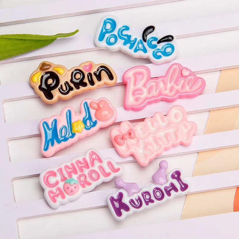 5pcs Cute English Letter Creative Handmade Sanrio Resin Flatback Charms for Diy Resin Crafts Materials Scrapbooking Embellisdmen