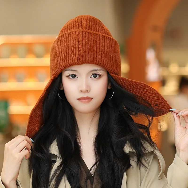

Ear Protection Hat Knit Hat women's New Style Wide women's New Style Hat Stylish Versatile Showing Face Small Cute 4m882