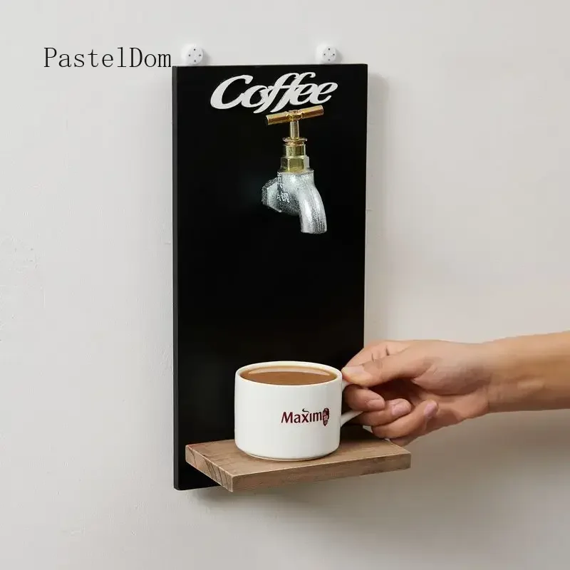 Faucet Shaped Wooden Coffee Wall Hanging, Creative Selfie Spot Decor, Cozy Vibe Wall Art for Cafe & Coffee Shop Interior