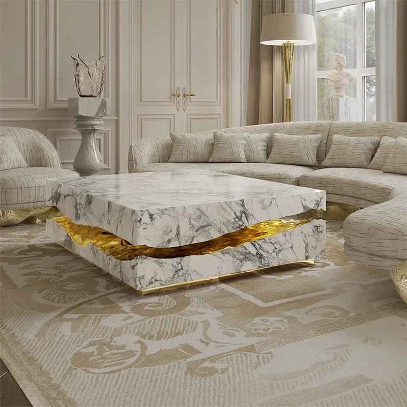 Marble villa living room high-end personality creative stainless steel coffee table