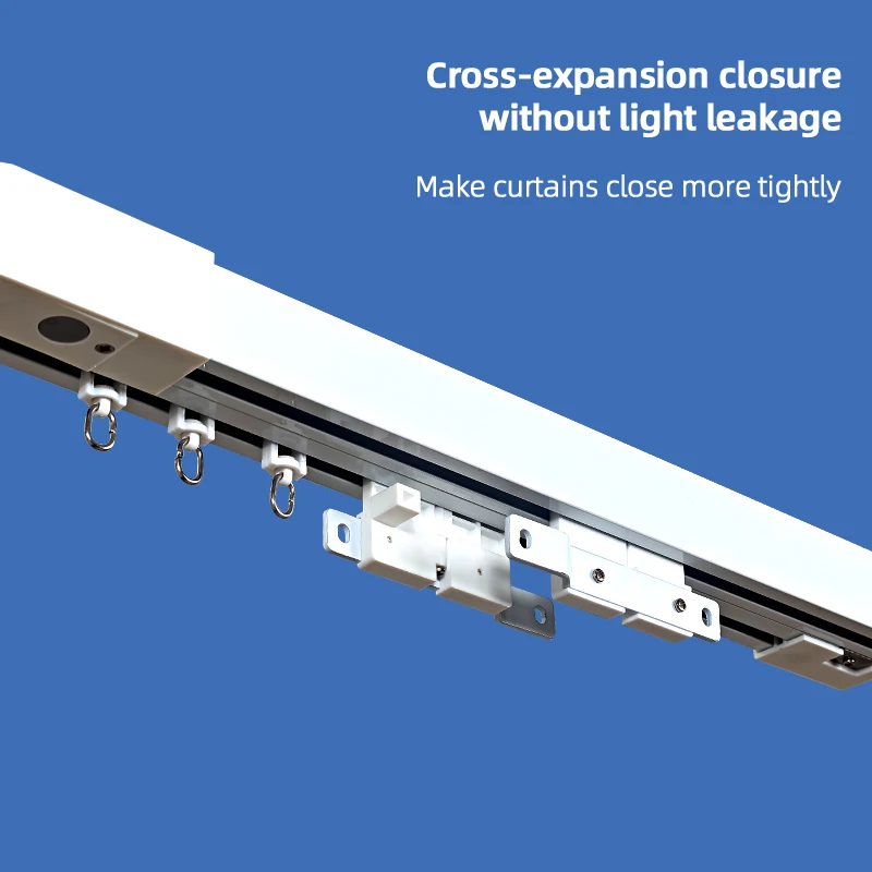 モダンな4.5メートルセット、静音アルミ合金製スマート電動プラグ式カーテンレール、オフライン音声制御リモコン付き