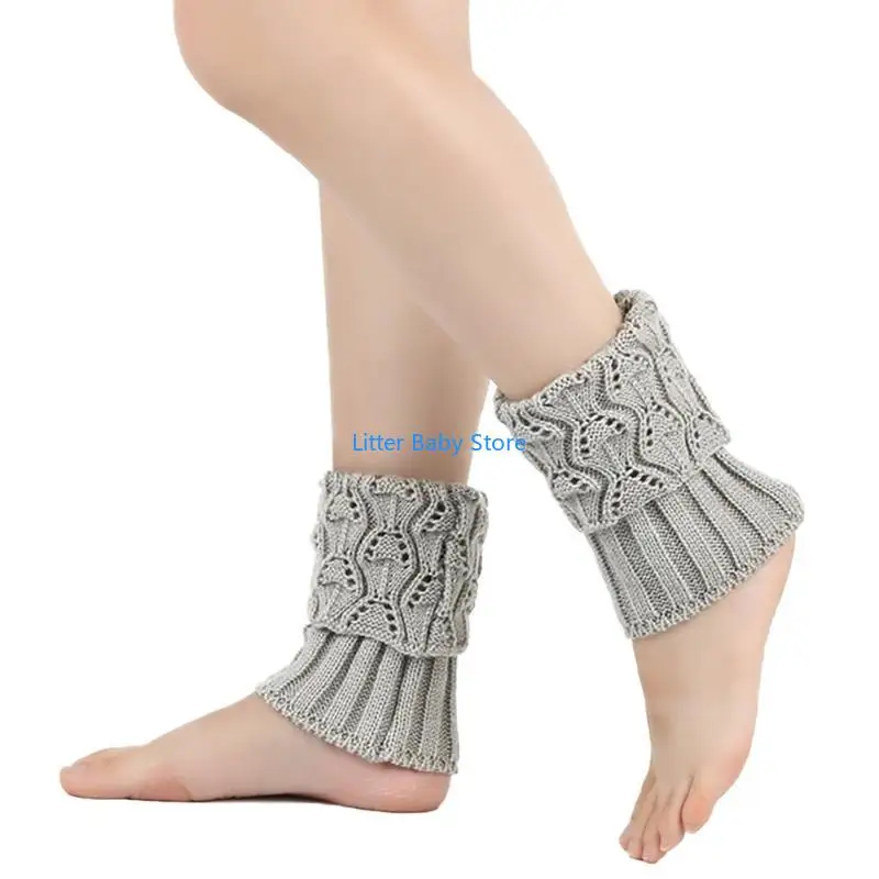 N80C Trendy Solid Color Leg Warmers Kids Comfortable Sock Sleeves Fashionable Knitted Leg Feet Cover for Various Occasion