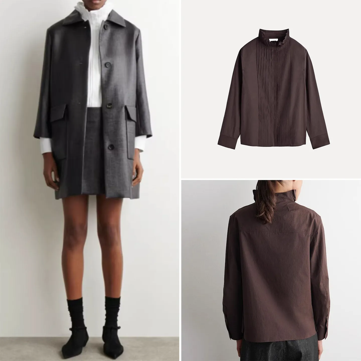 

Модная женская рубашка стандартного кроя с изящными складками, воротником-стойкой и длинным рукавом для повседневной носки, весна 2026, от Zadata