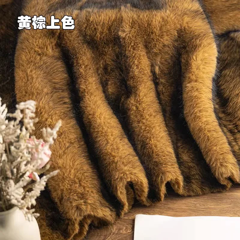 

New 3cm dyed tip imitation fox fur plush fabric,fur collar, shoe materials,faux fur fabric