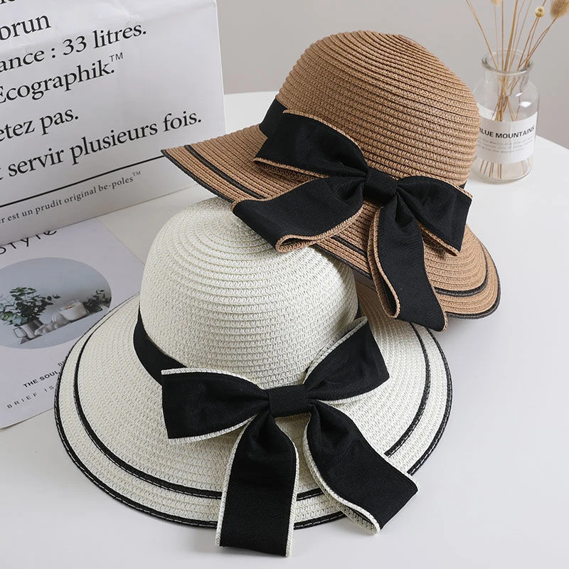 Female Summer Straw Hat Big Wide Brim Beach Sun Hat Straw Floppy Sun Block UV Protection Hat Ladies Outdoor Travel Straw Hat