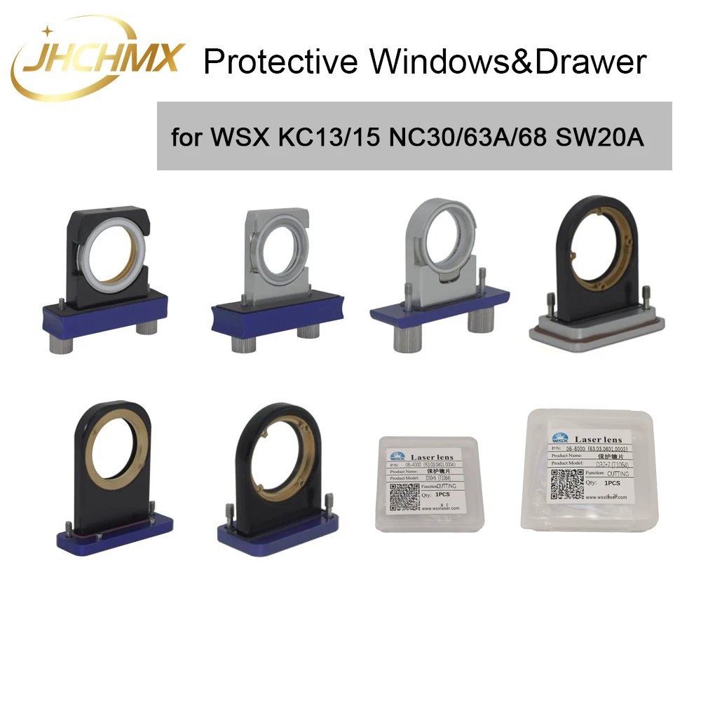 JHCHMX WSX Original Laser Protective Lens 25.4*4 30*2 30*5 37*7 Protective Windows Drawer For KC15 NC30 NC60 Head Parts
