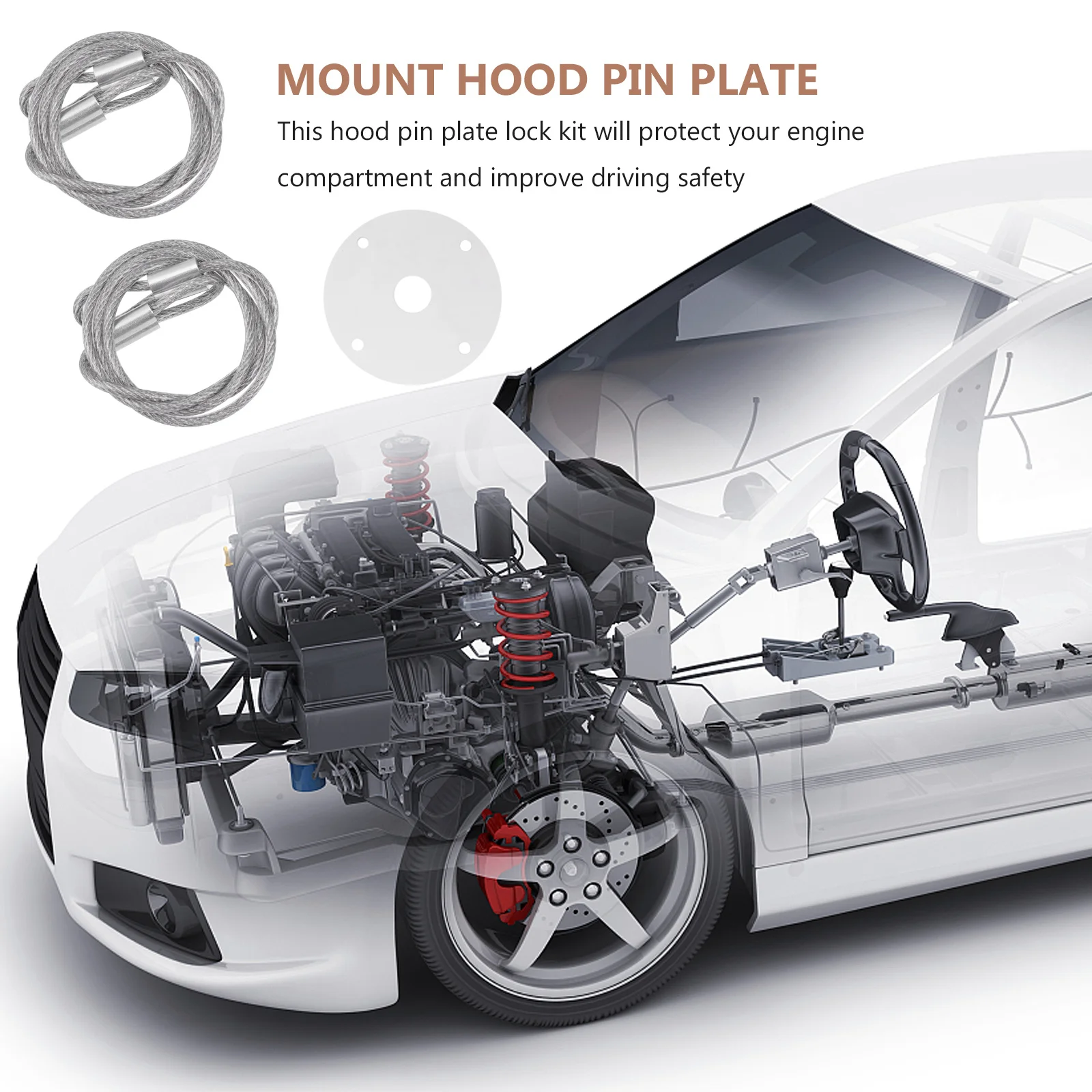 

Hook Pin Car Hood Lock Aluminum Alloy Racing Hood Pin Plate Kit Engine Safety Vibration Damping Protective Bonnet