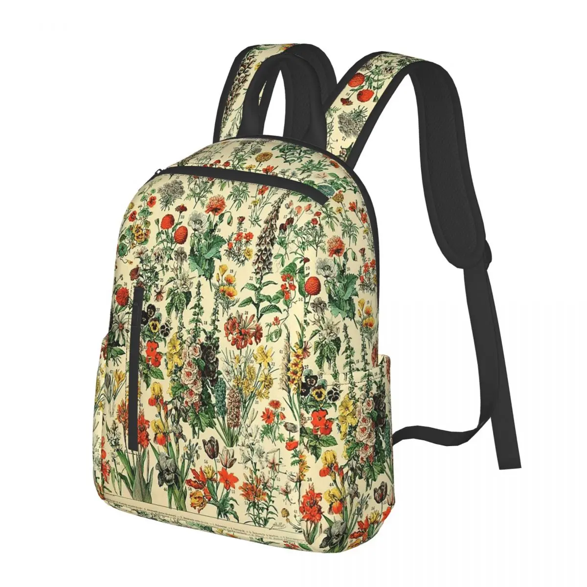 

Types Of Flowers, Adolphe Millot Student Backpack School Bag Hiking Travel Daypack for Boys Girls Bookbag Shoulder Bags