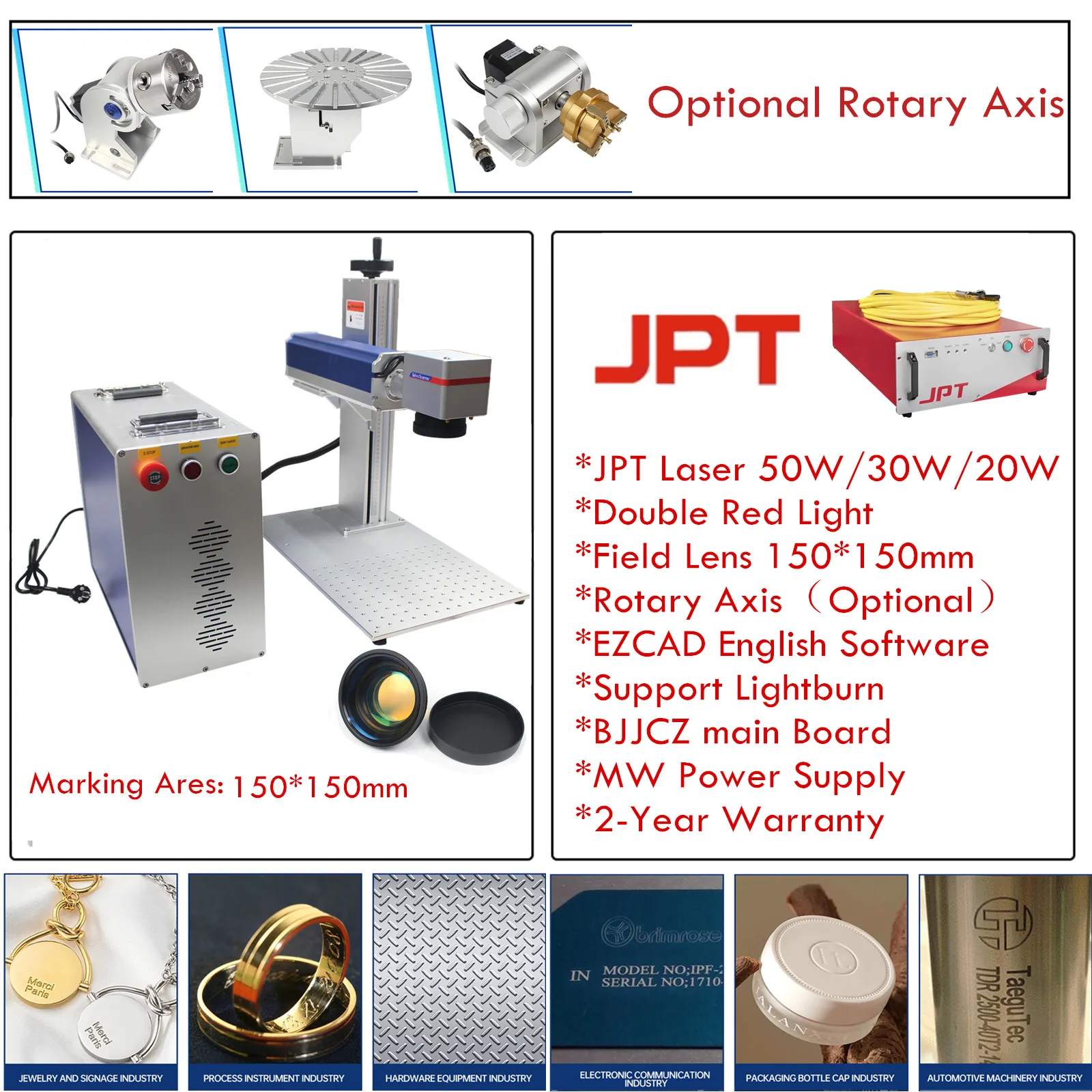 

20W 30W 50W JPT LP Fiber Optic Marking Machine Split Type Mini Fiber Laser Engraver 220/110V for Copper PVC Iron Gold Cutting