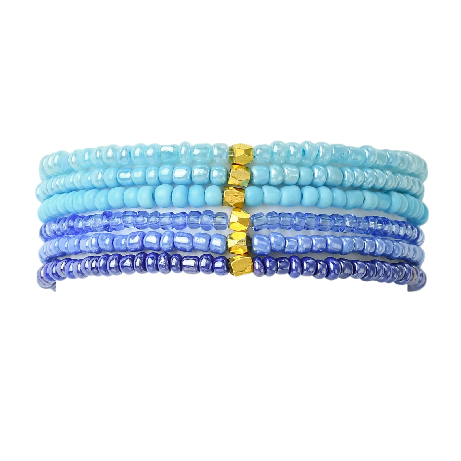 

60Pcs Exquisite Gradient Color Glass Seed Beaded Stretch Blue Charm Bracelet Stackable Bracelets For Women Jewelry Bead Bracelet