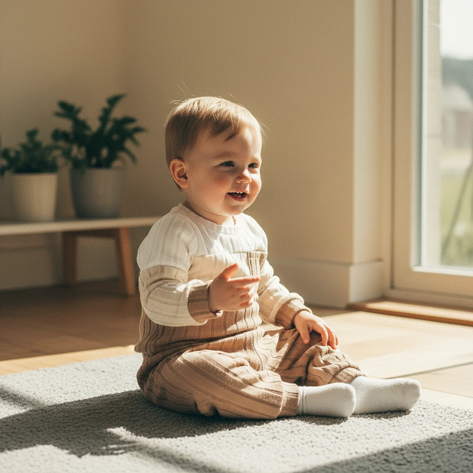 

Infant Boy Girl Fall Outfits Long Sleeve Crew Neck Knit Romper and Elastic Waist Jogger Pants Set