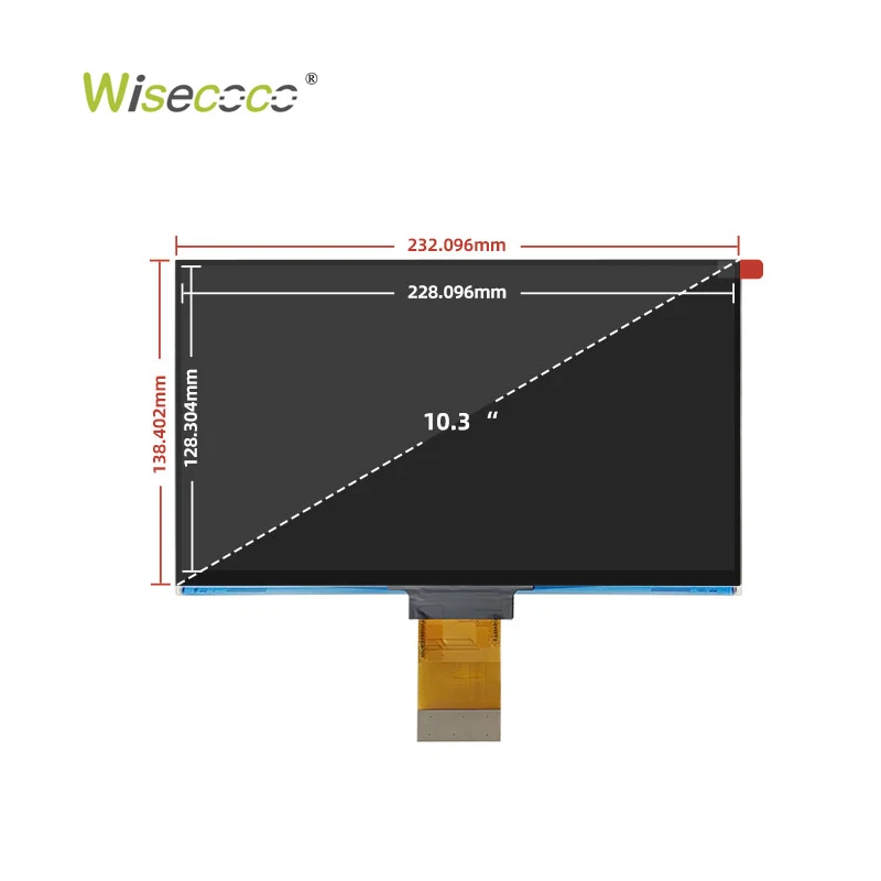 Wisecoco 10.3 Inch 7680*4320 8K MONO Black White Screen MIPI Conversion Driver Board 10.3 Inch MONO LCD Display