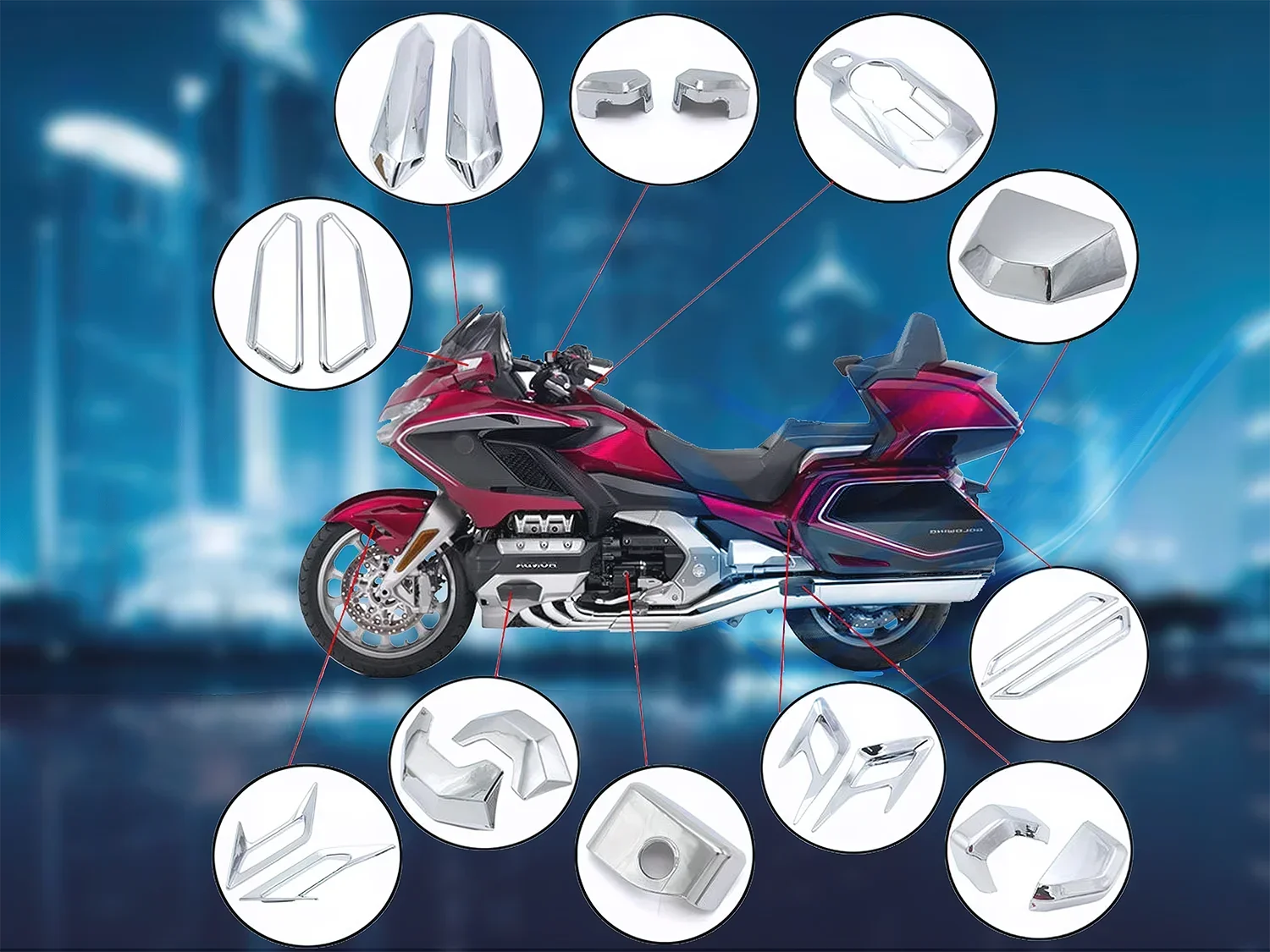 Garniture chromée avant et arrière pour Honda, accessoires de moto, convient pour Honda GoldOO1800, F6B, GL1800, 2018, 2019, 2020