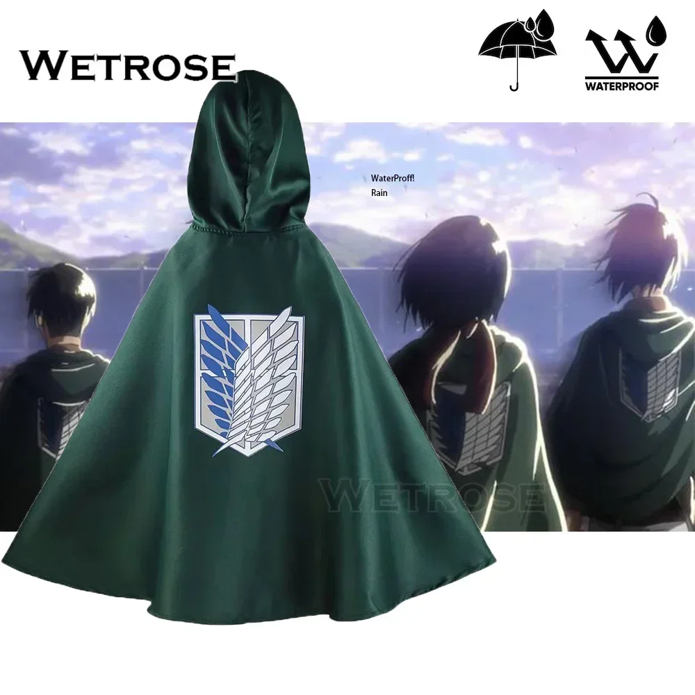 【Wetrose】AOT Cloak Raincoat Cosplay Costume Eren Levi Titan Waterproff Hoodie Coat Cloak Cape Anime Survey Corps Final