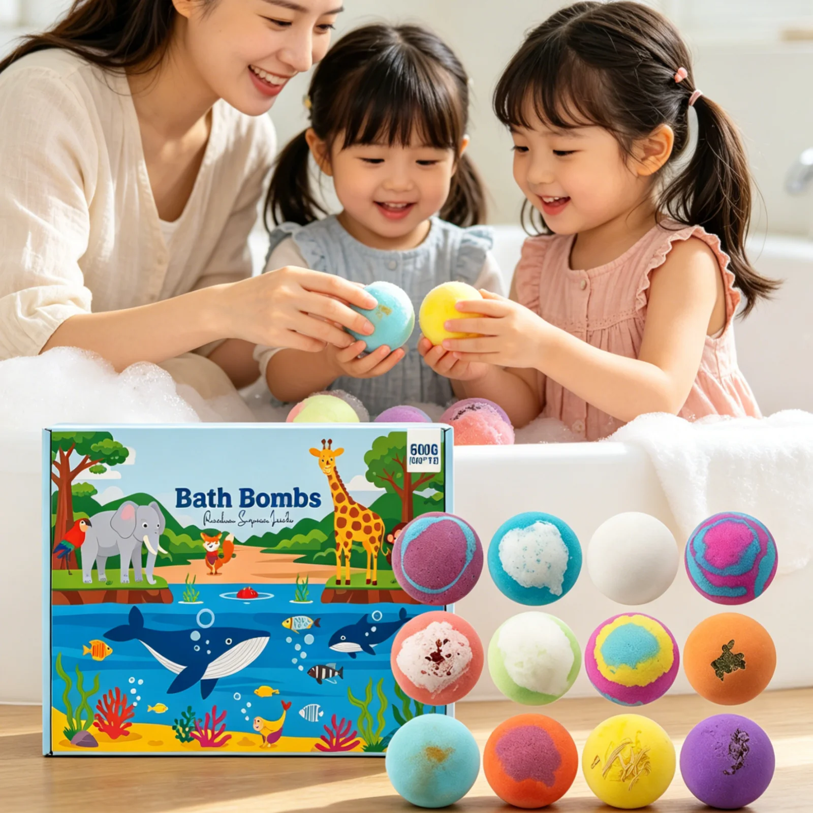 Bath Fizzers with Toys Deep Moisturizing Gentle Cleaning Rich Colorful Foam Unlock Different Surprises Bath Bombs Gift Set 12PCS