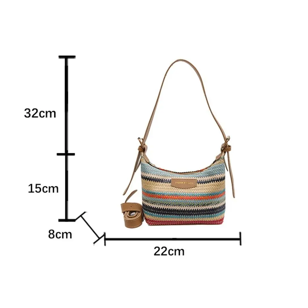 New Large Capacity Fashion Contrast Color Handbag Portable Messenger Shoulder Bag Woven Bag Versatile Tote