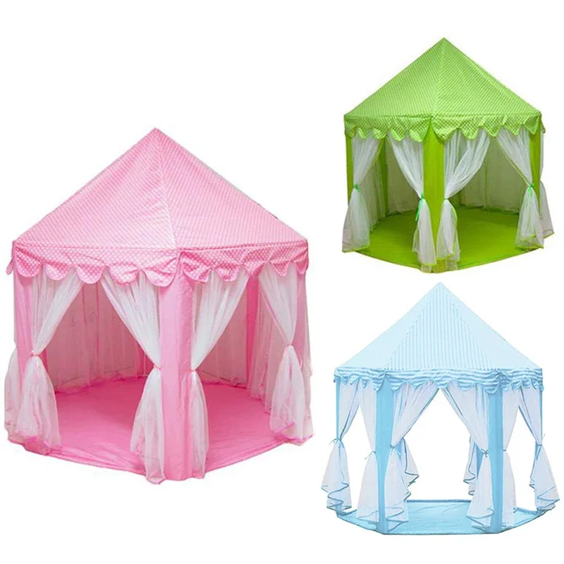 Tente tipi pliante portable pour enfants, maison de jeu, château de princesse rose, petite maison, fête, chambre d'enfant, jouet pour fille