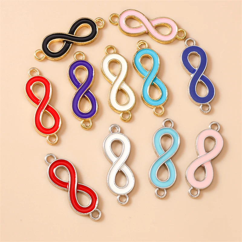 

20pcs 10x27mm Cute Colorful Enamel Infinity Symbol Charms Connectors for Jewelry Making Bracelets Necklaces DIY Crafts Supplies
