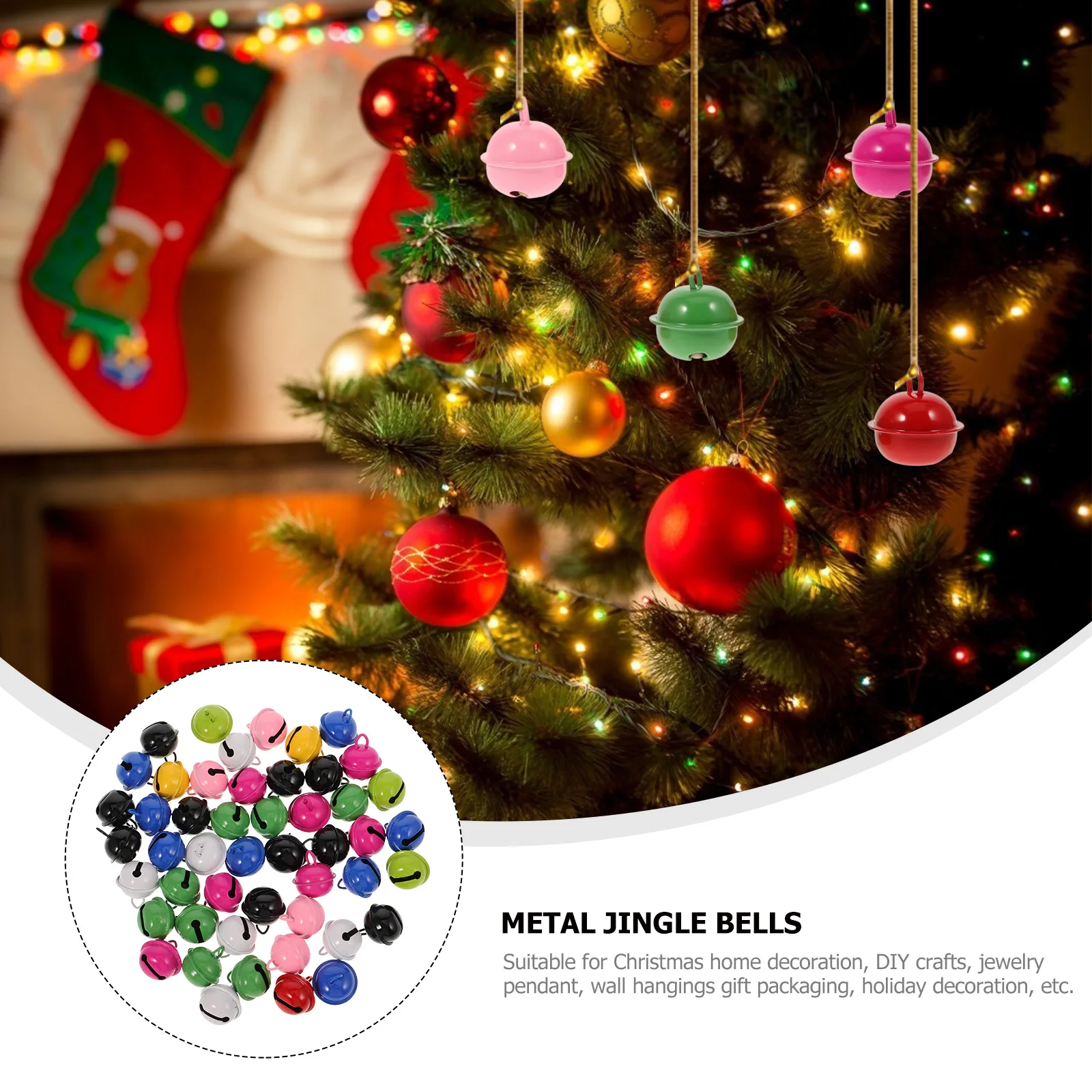 

50 Pcs Jingle Bells Metal Round Mini Christmas naments for Tree Craft DIY Home Decoration Holiday Gifts Sewing Accessories