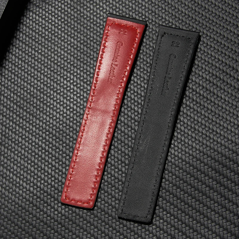 Дышащий, приятный для кожи ремешок для часов из натуральной коровьей кожи для Heuer Tag Series, ремешки для часов с пряжкой из нержавеющей стали, 22 мм, черный