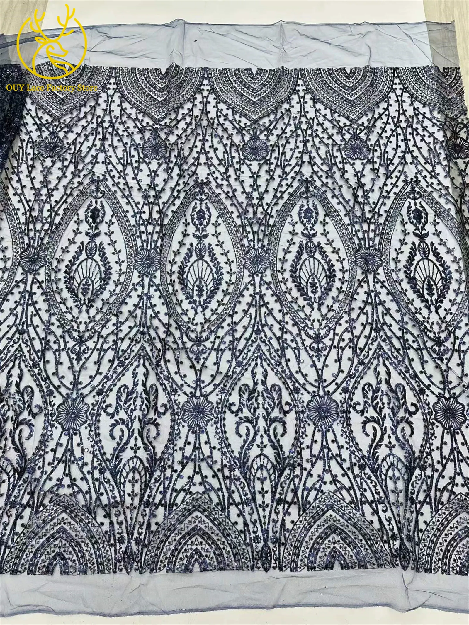 5 Yards Brauner Afrikanischer Spitzenstoff 2026 Nigerianische Pailletten Perlen Hochzeitsdekoration Tüll-Spitzenstoff Braut Partykleid Nähen – Detail 12