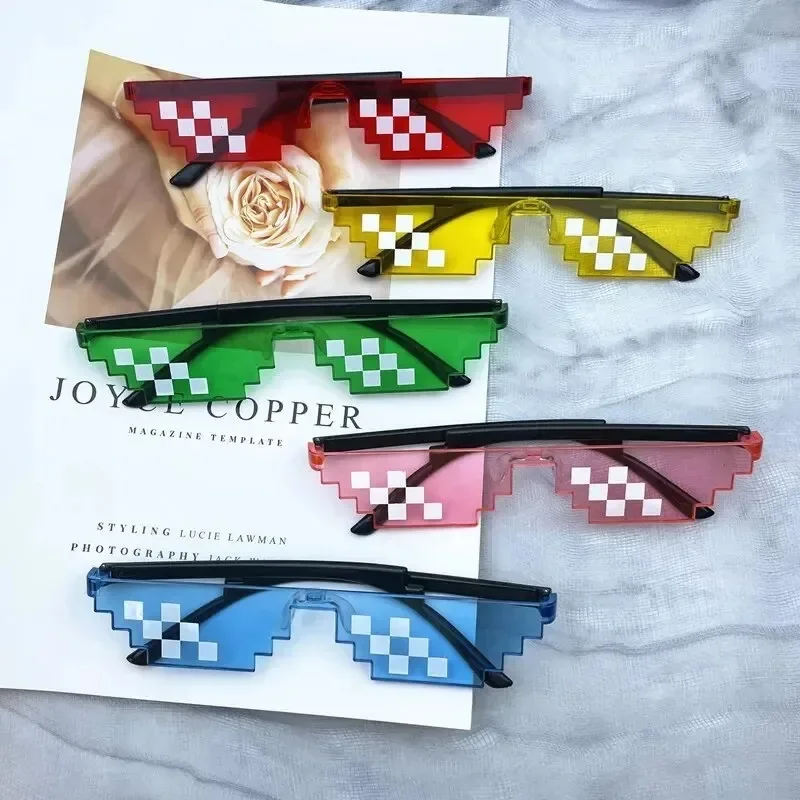 NEW Mosaic Sunglasses Trick Toy Thug Life Glasses Deal With It Glasses Pixel Black Mosaic Sunglasses Cool Jokes Funny Toys