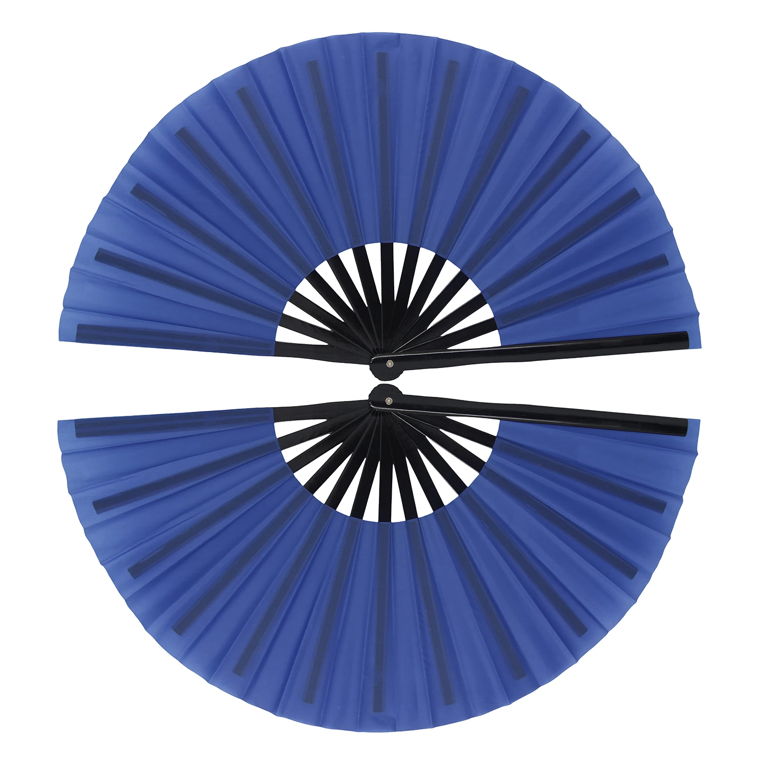 Tai Chi Fan 34cm Bamboo Chinese Kung Fu Fans High Quality Martial Arts Fan Two Hands Fans Pure Dark Blue Wushu Fitness